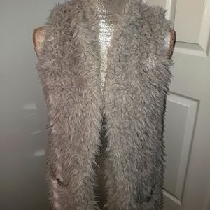fuzzy grey vest